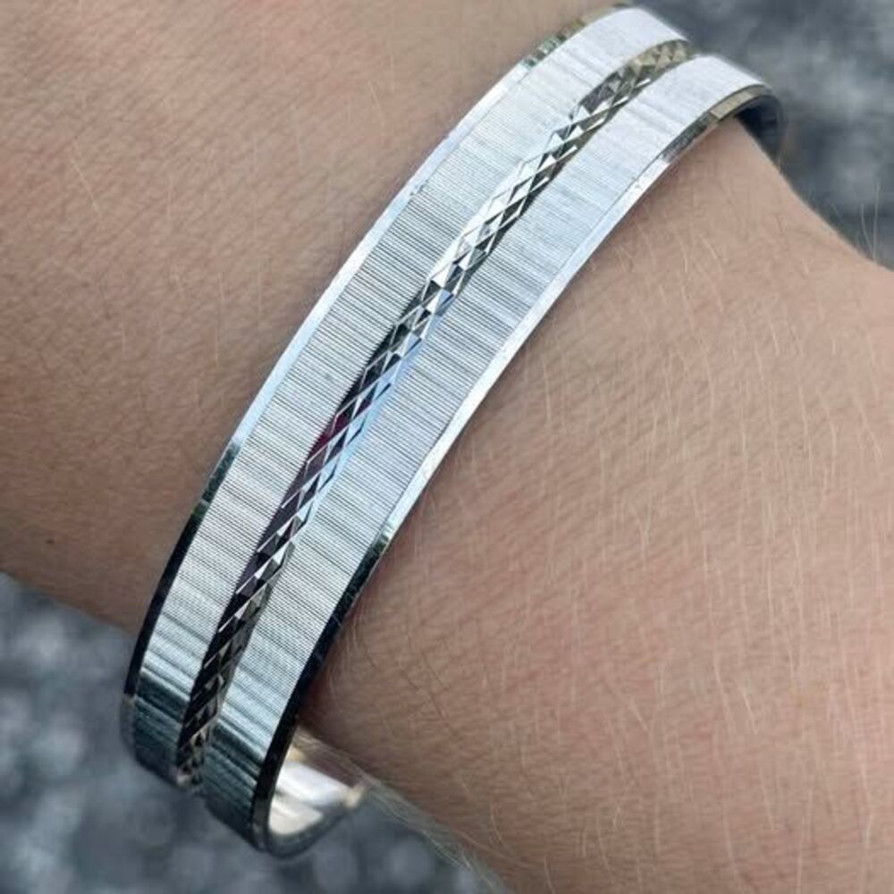 Vintage Trifari Silver Bangle Bracelet (Signed)